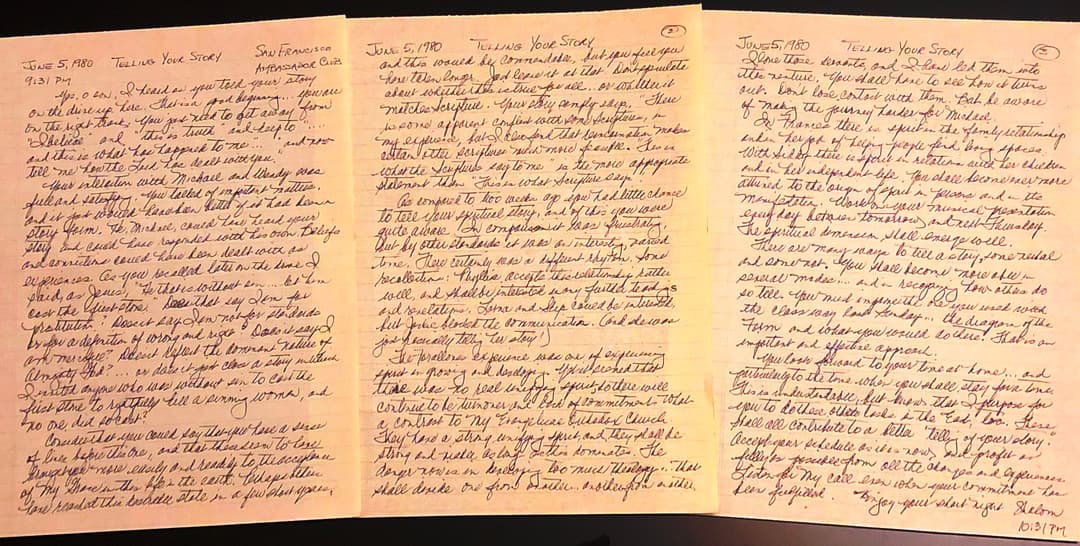Three handwritten pages of a Teaching
